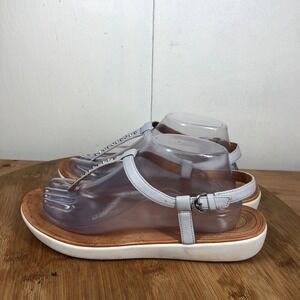 FitFlop Tia Womens size 9 shoes white leather slingback thong comfort sandals